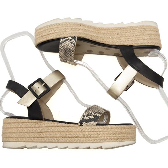 Boden Black Snakeskin Platform Espadrilles Sandals Size 39 US 9 - Picture 6 of 9